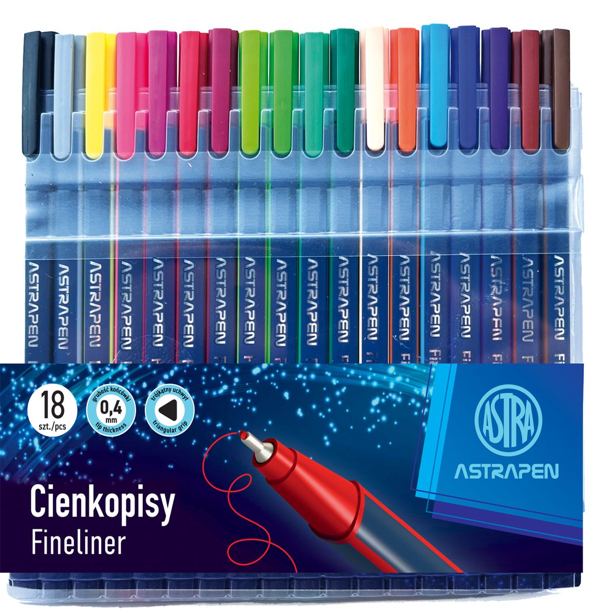 Cienkopis Astrapen trójkątne, mix 0,4mm 18kol. (202023003)