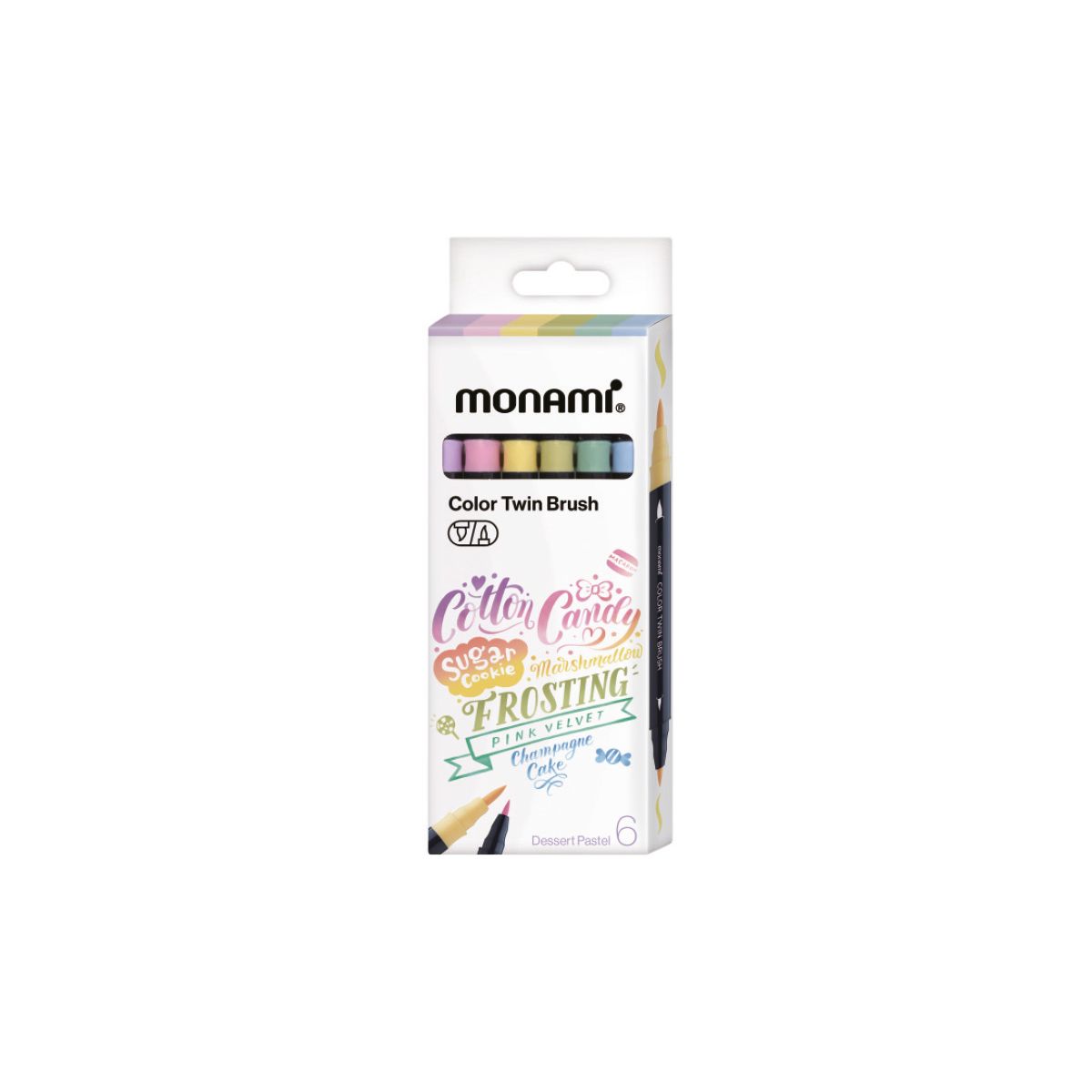 Flamaster Dessert Pastel dwustronny wodny z pędzelkami 6 kol. Monami (170-2780)
