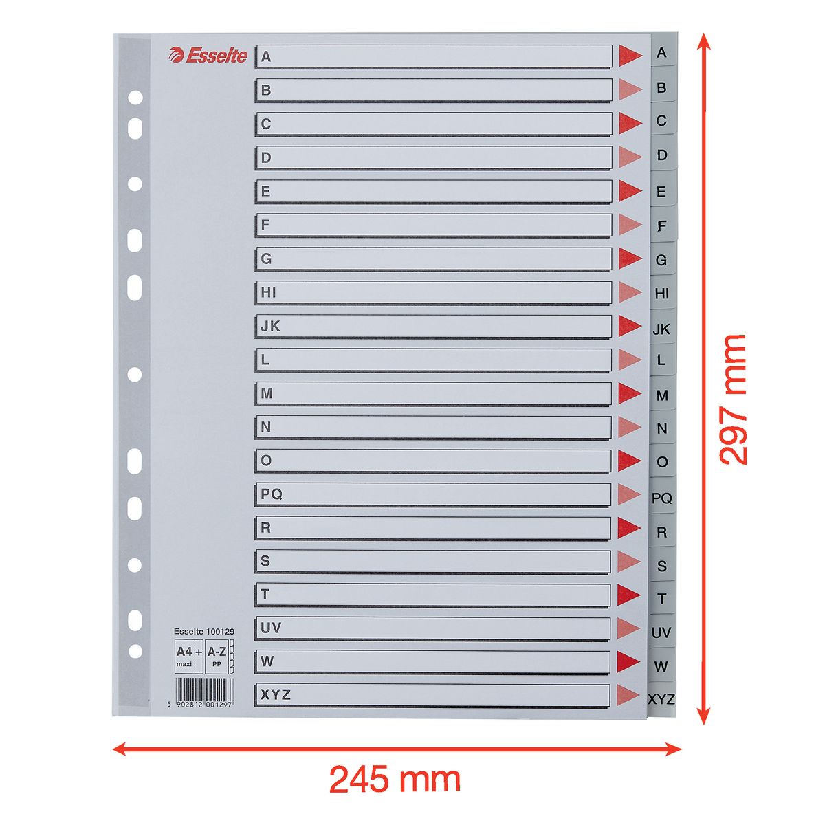 Przekładka alfabetyczna Esselte A4 szara 20k A-Z (100129)