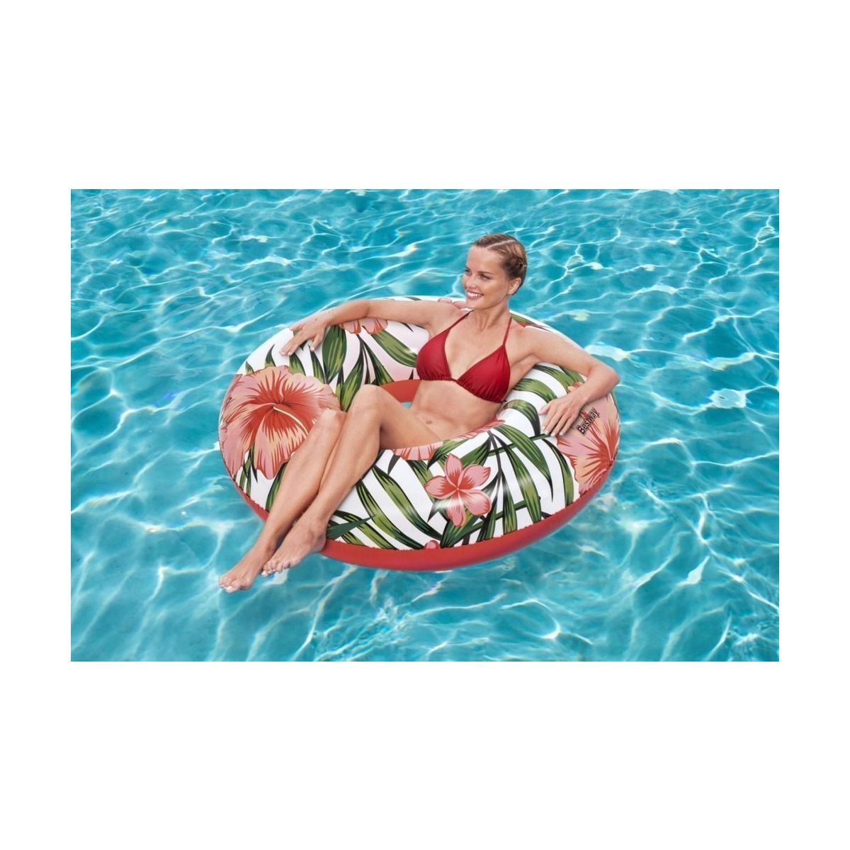 Koło do pływania Z Palmami Różowe 119 cm Best Way (9658)