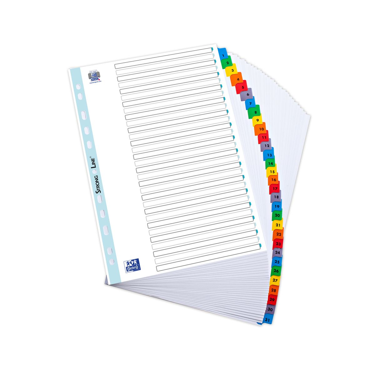 Przekładka numeryczna Mylar A4 biały 170g 31k 1-31 [mm:] 225x300 Oxford (100204620)