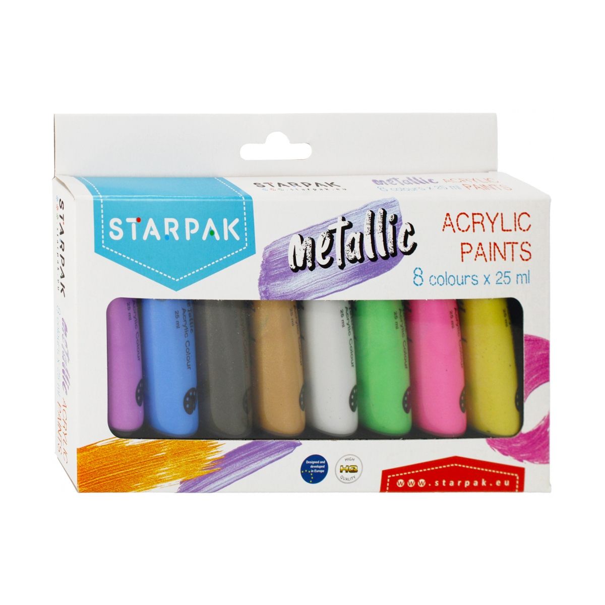 Farba akrylowa Starpak 8kolx 25ml, metalik kolor: mix 25ml (484980)