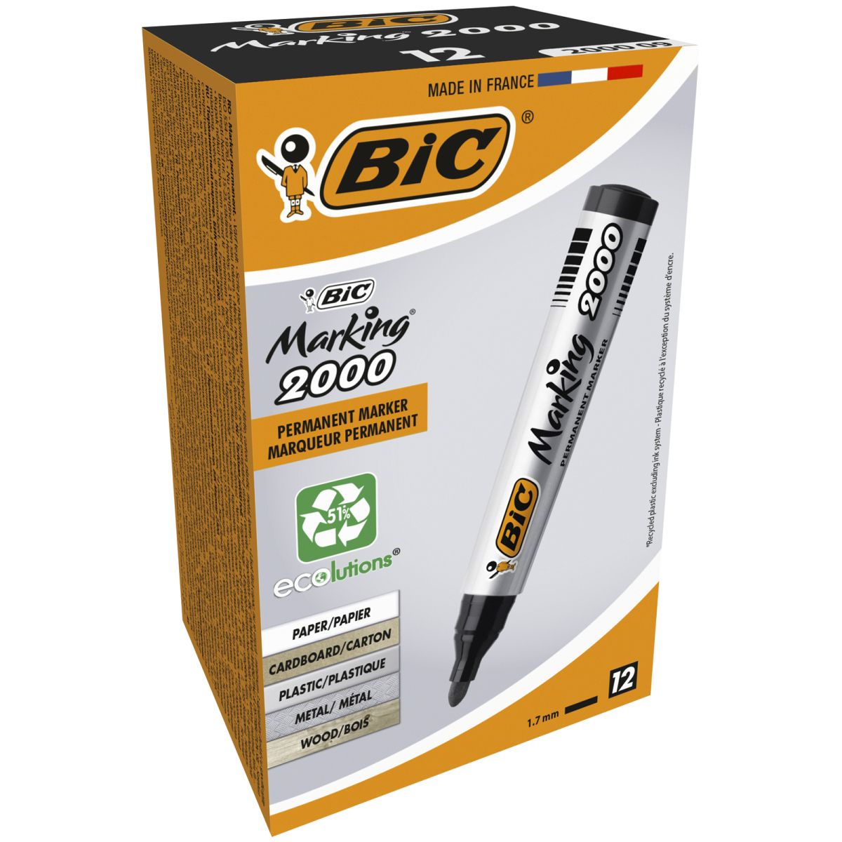 Marker permanentny Bic Marking 2000, czarny 1,5mm okrągła końcówka (8209153)