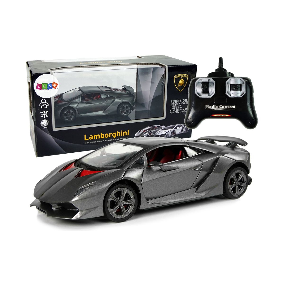 Samochód Lean R/C 1:24 Lamborghini Srebrne 2.4 G Światła (9737)