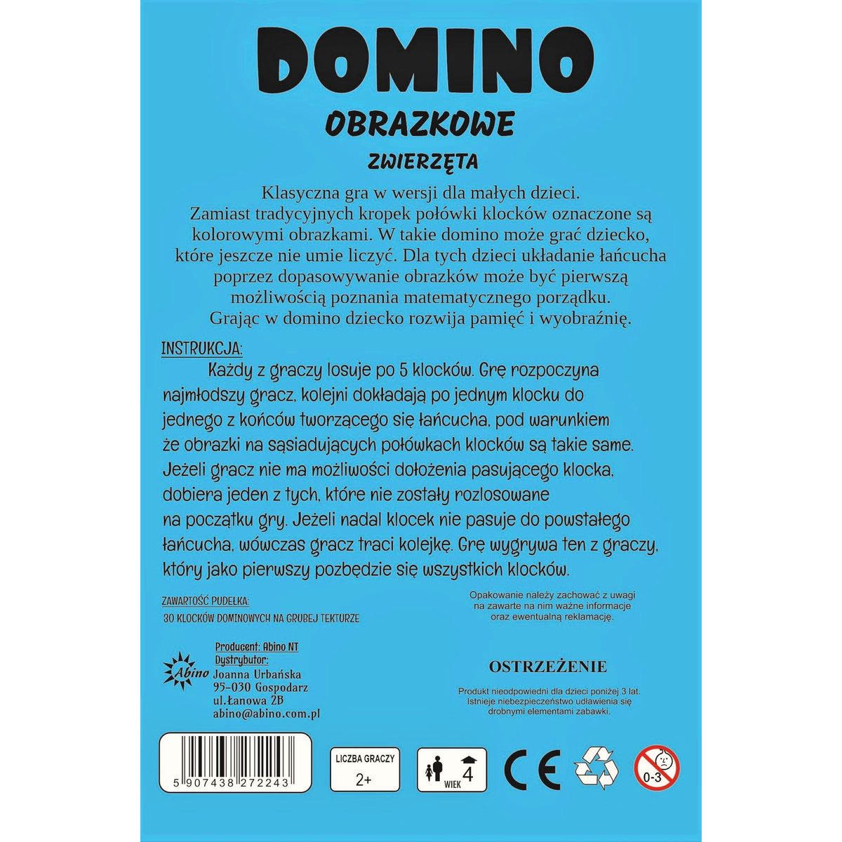 Gra logiczna Abino owoce Zwierzęta Domino