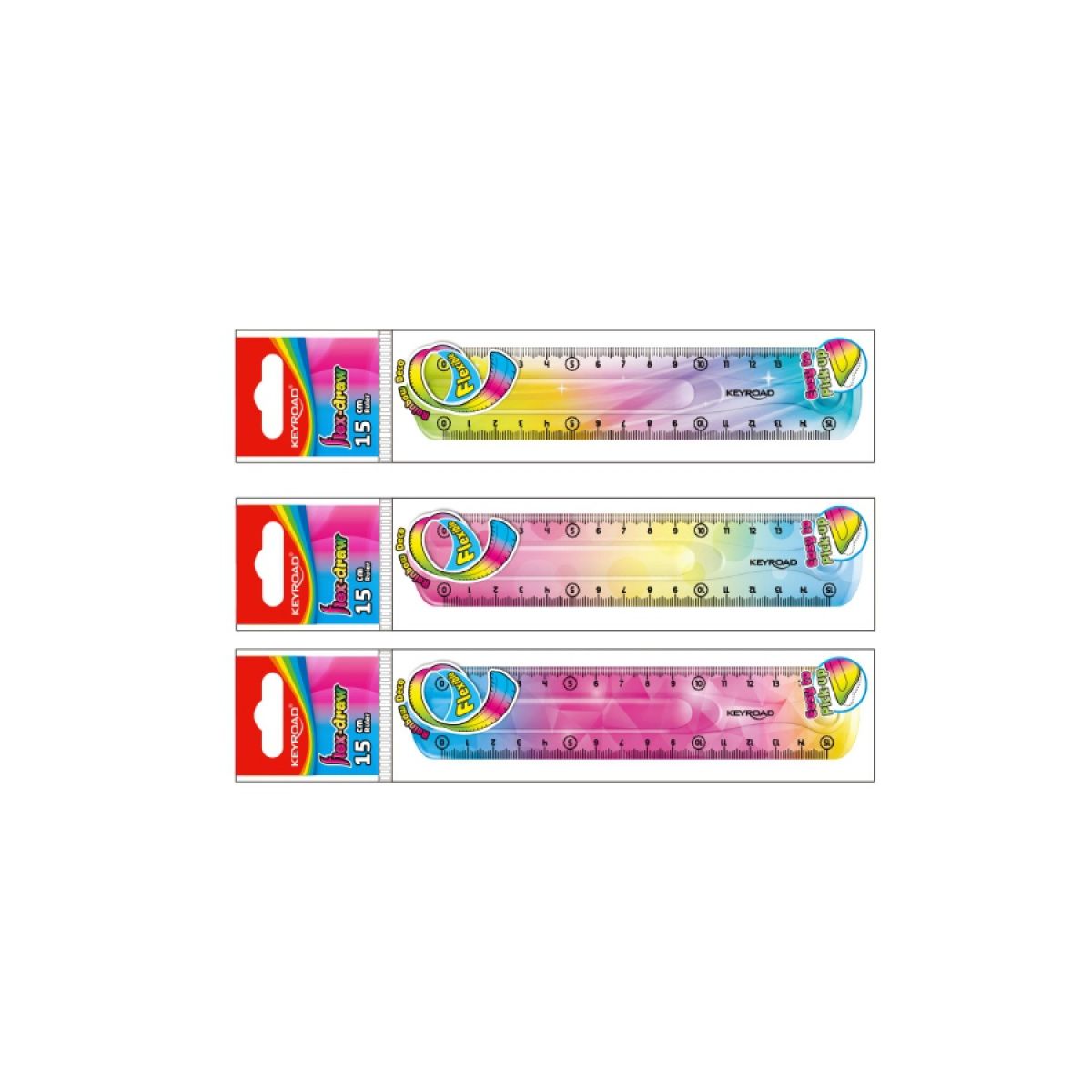 Linijka gumowa elastyczna tęczowa 15cm Keyroad (KR972275)