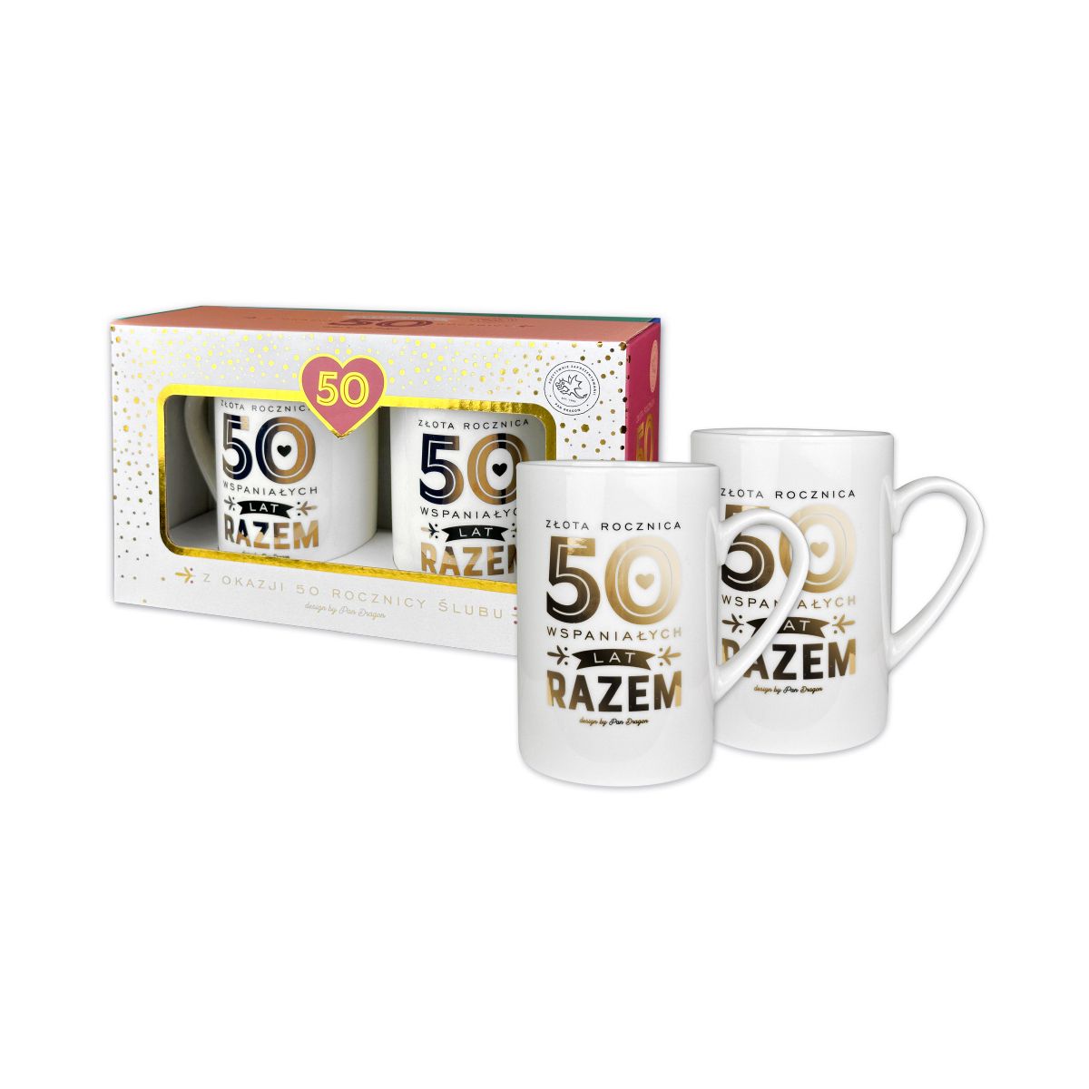 Kubek wielokrotnego użytku Set Gold 2-50 Rocznica Pan Dragon (5901854983455)