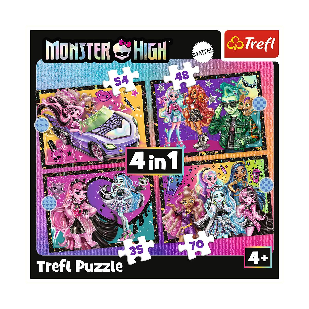 Puzzle Trefl Planeta Milo Elekryzujący dzień Monster High 4w1 el. (34655)