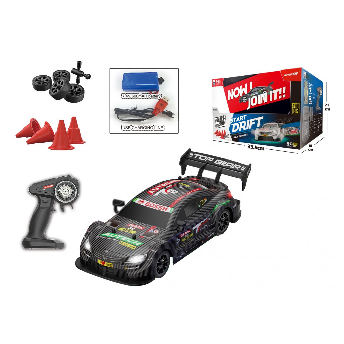 Samochód do driftu RC 1:16 czarne Lean (22922)