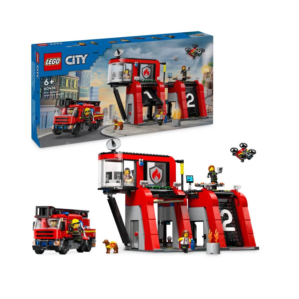 Klocki konstrukcyjne Lego City Remiza strażacka z wozem (60414)