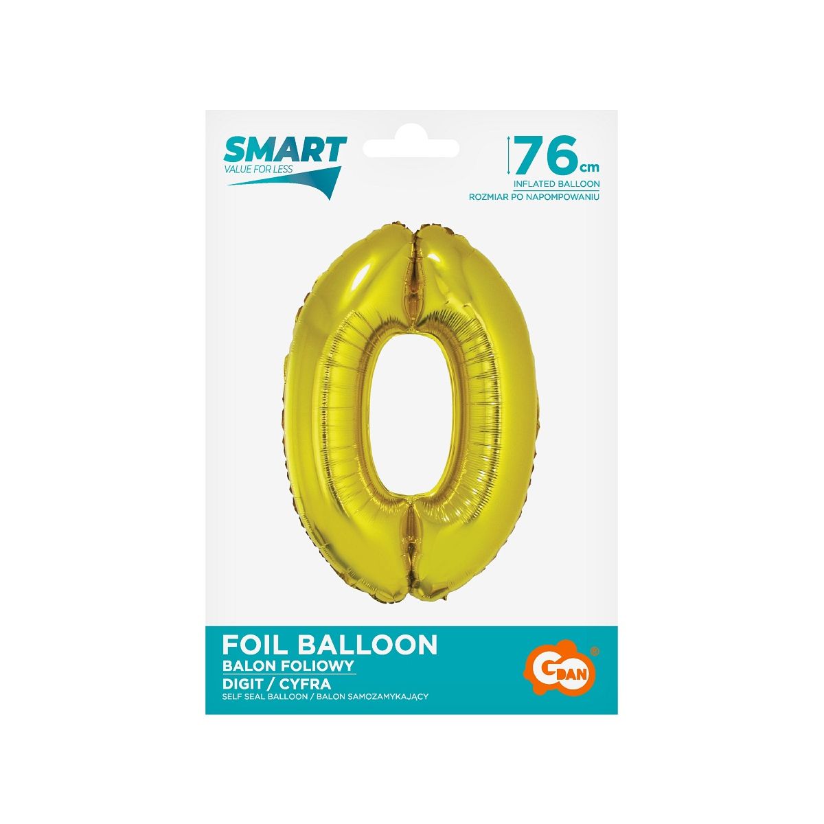 Balon foliowy Godan Smart cyfra 0 złota 76cm (CH-SZL0)