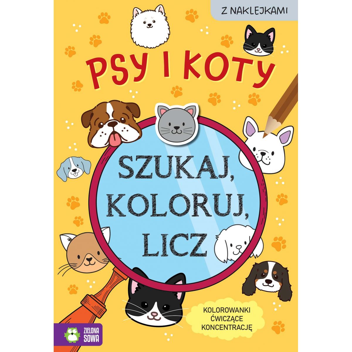 Książka dla dzieci Szukaj, koloruj i licz. Psy i koty Aksjomat