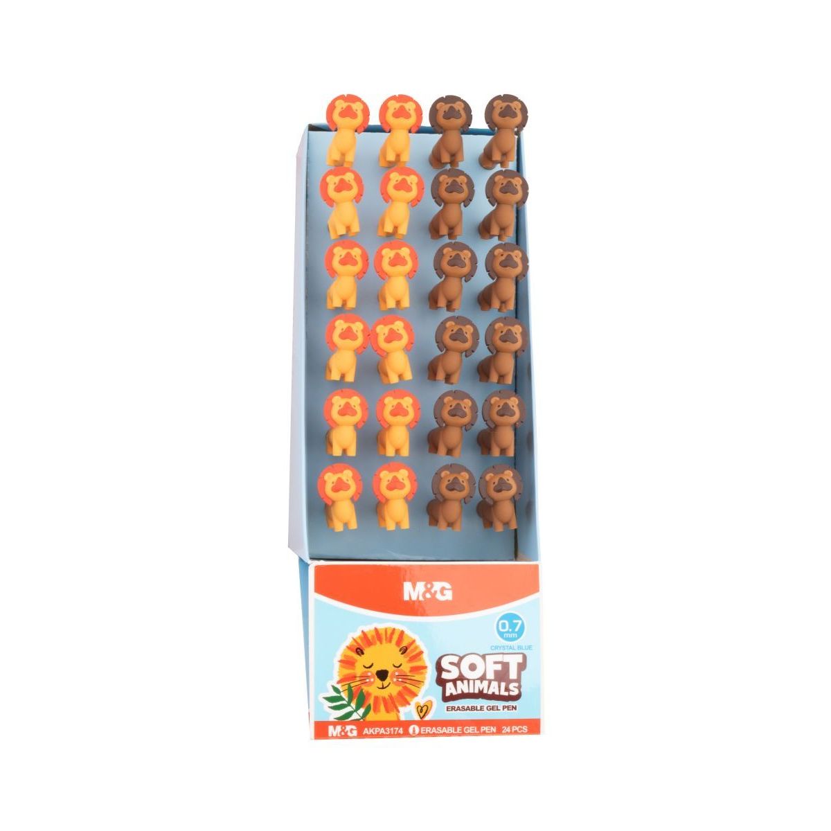 Długopis wymazywalny Mg Soft Animals Lew niebieski 0,7mm (MG AKPA3174)