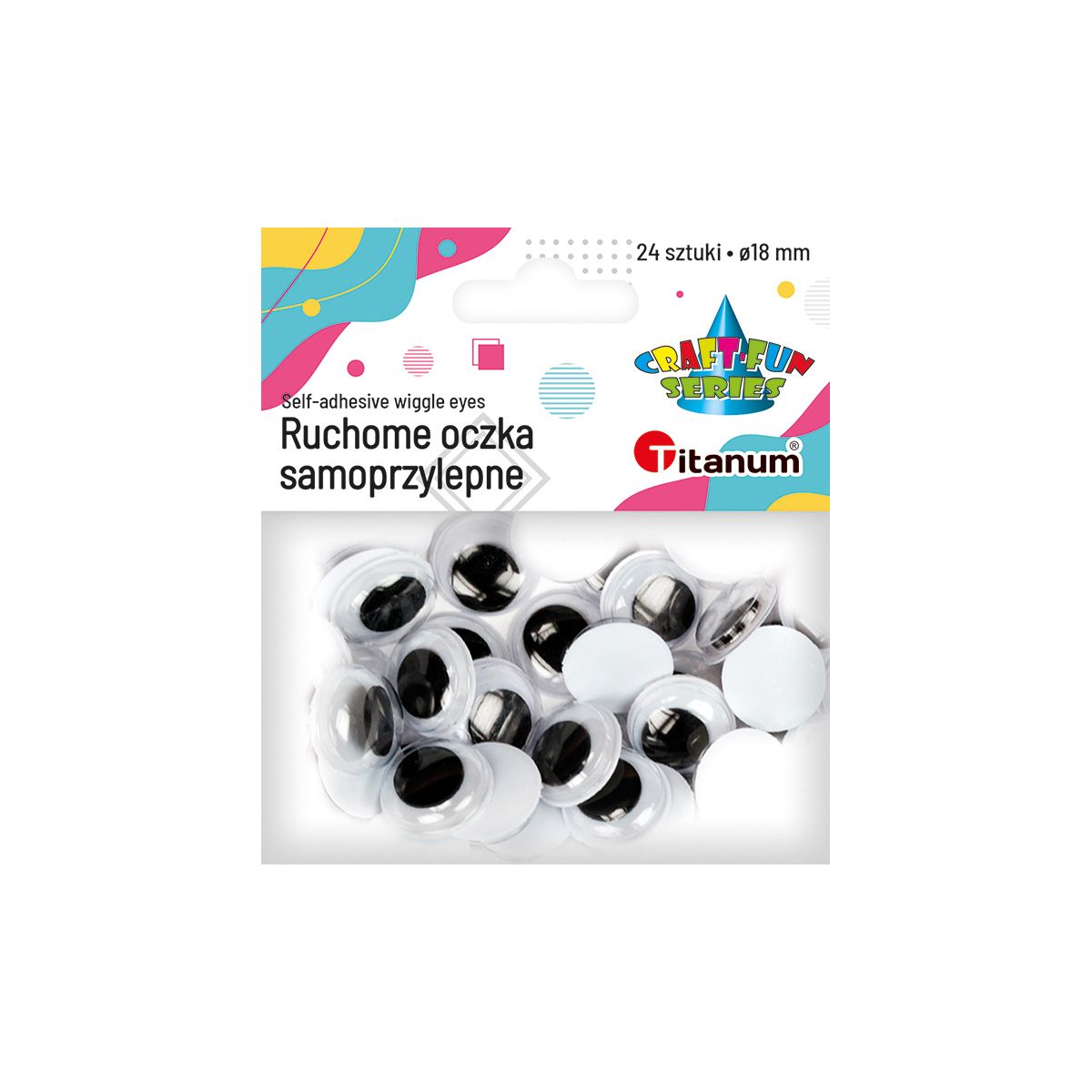 Oczka Titanum Craft-Fun Series samoprzylepne 18mm 24 szt