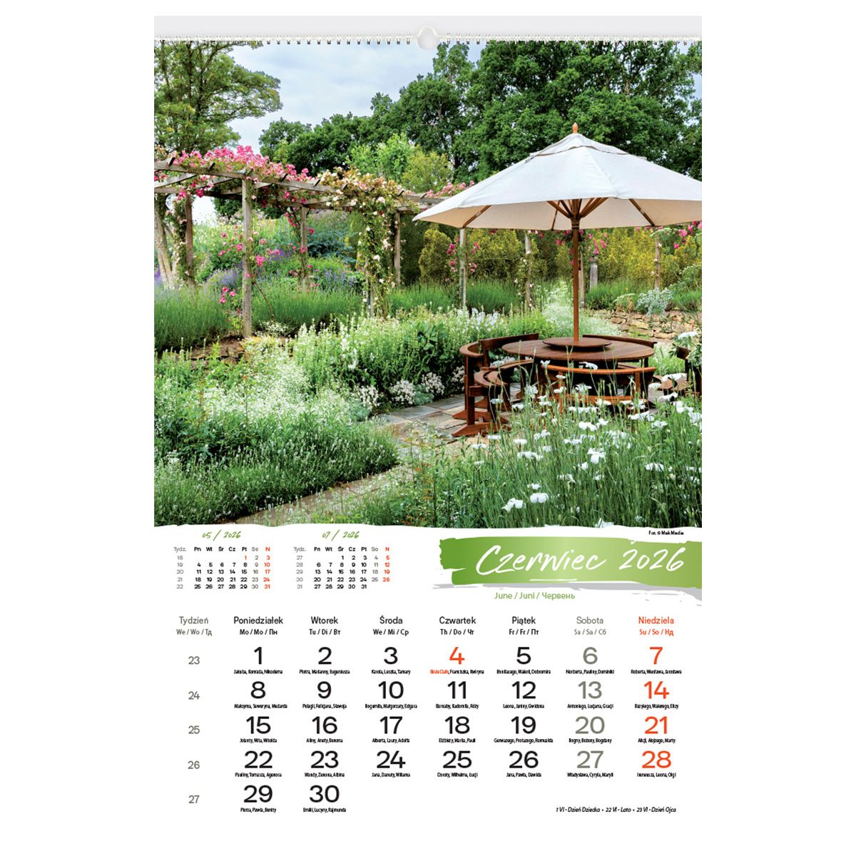 Kalendarz ścienny (401000) k:2915-377 OGRODY RAJSKIE 13-planszowe 2024 320mm x 470mm Lucrum (RW11)