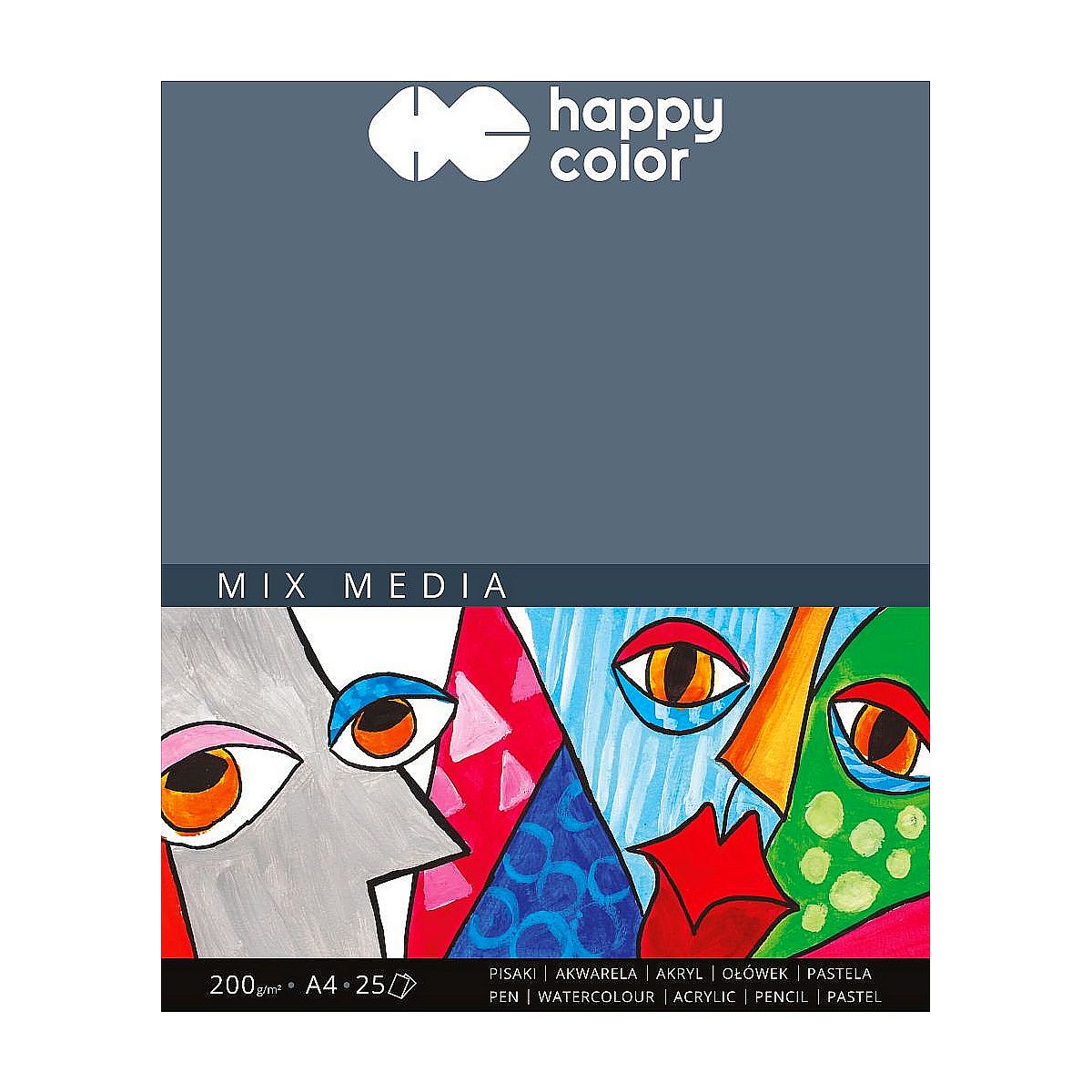 Blok rysunkowy Happy Color Mix Media A4 biały 200g 25k (HA 3720 2030-A25)