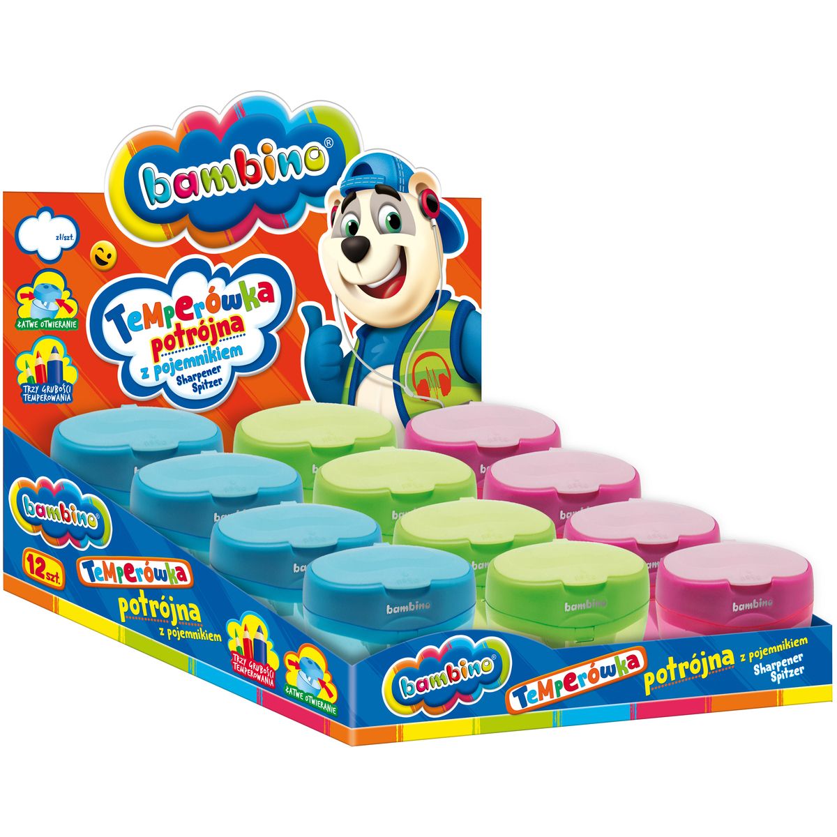 Temperówka Bambino mix plastik St.Right