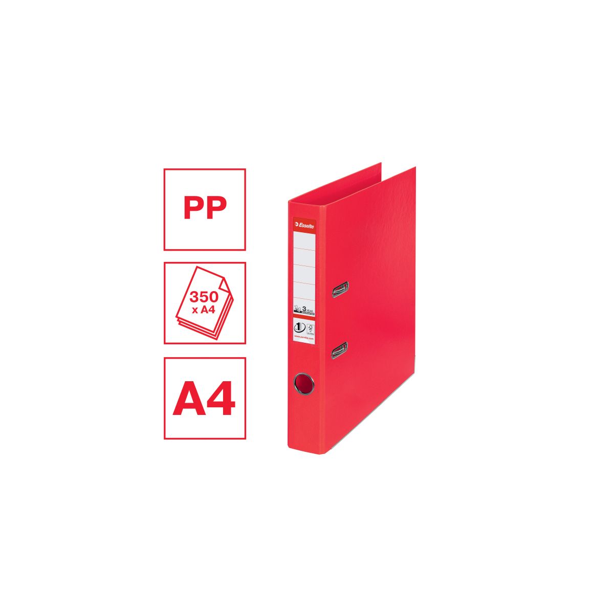 Segregator dźwigniowy Esselte No.1 Power Vivida A4 50mm czerwony (624072)