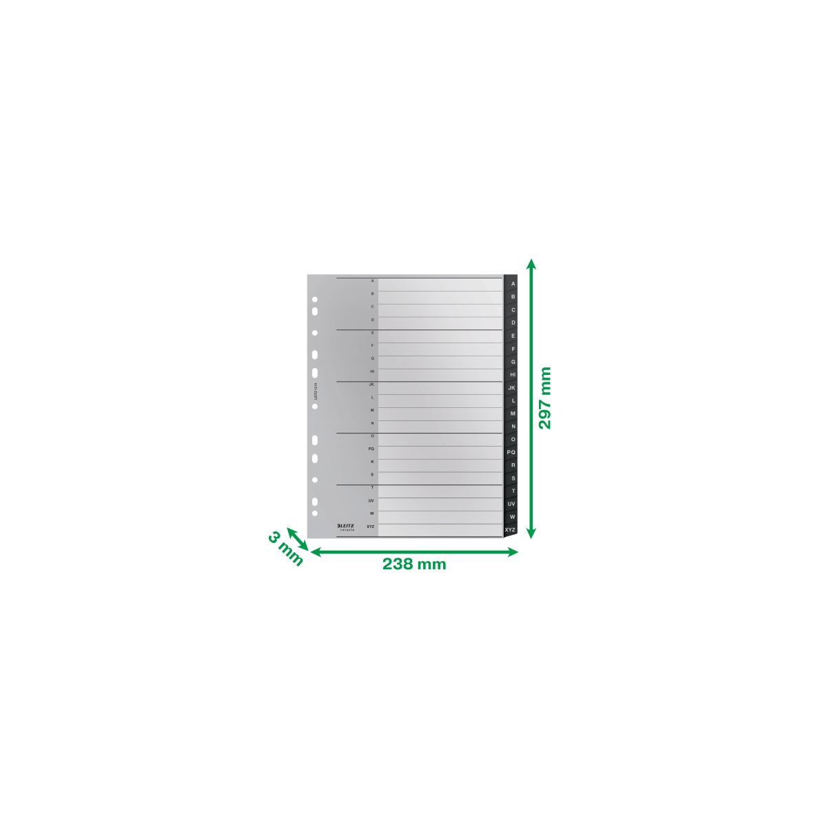 Przekładka numeryczna Leitz Recycle A4+ czarne A-Z (12190000)