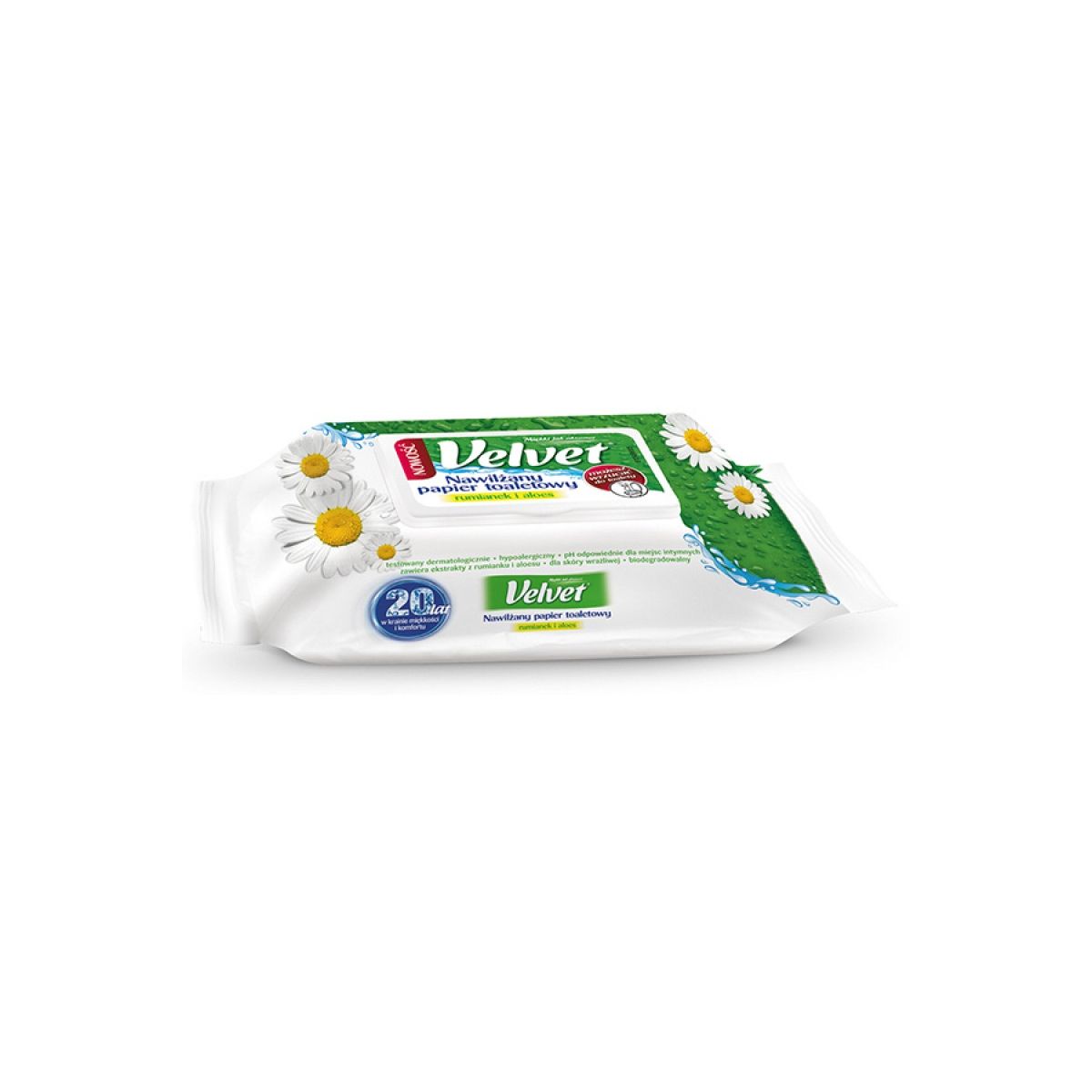 Papier toaletowy Velvet nawilżany Camomile&Aloe Vera kolor: biały 48 szt