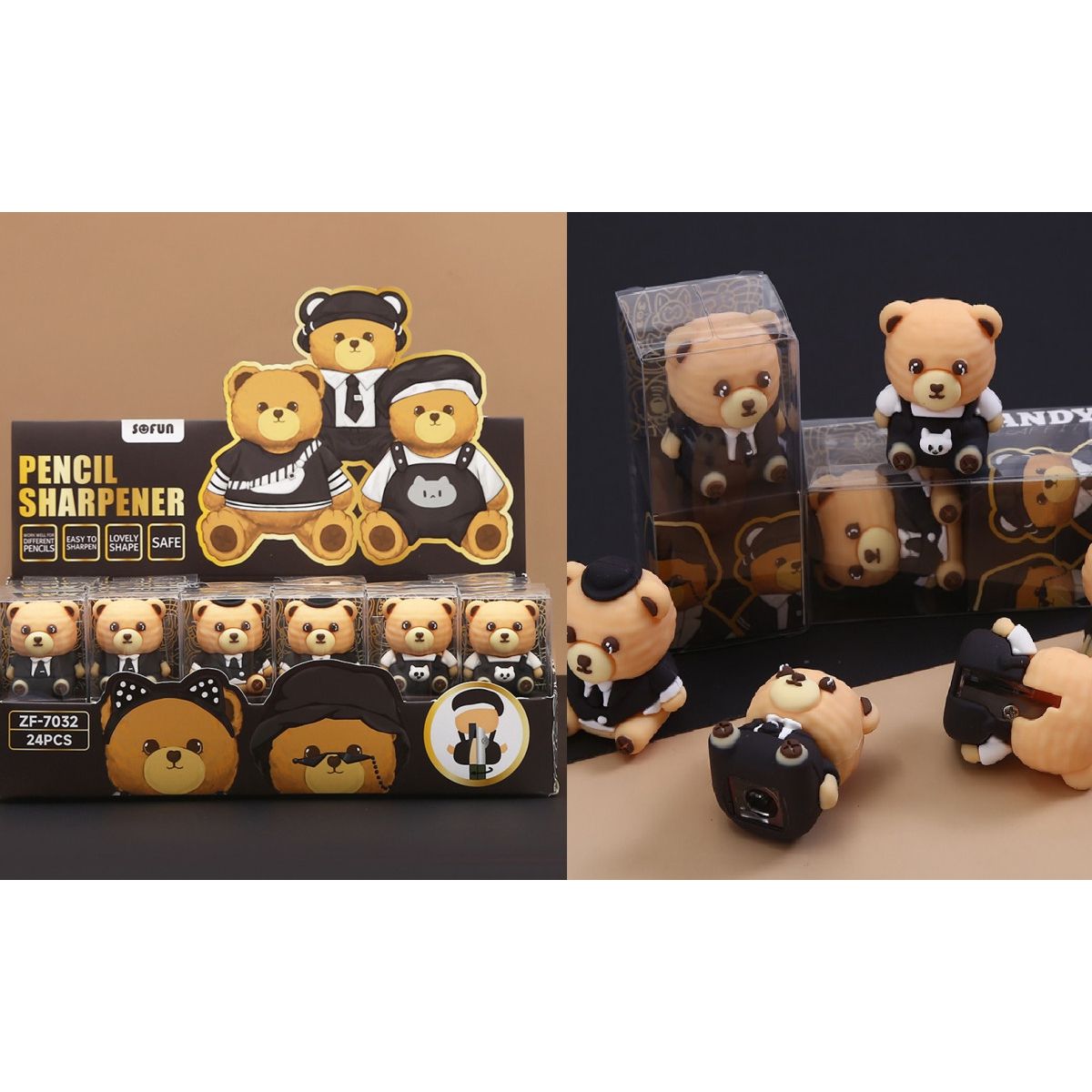 Temperówka BEAR mix gumowany plastik Sadpex (ZF7032)