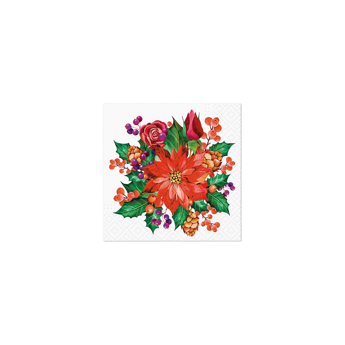 Serwetki Coktail BN Poinsettia With Cones mix bibuła [mm:] 250x250 Paw (SDC238700)