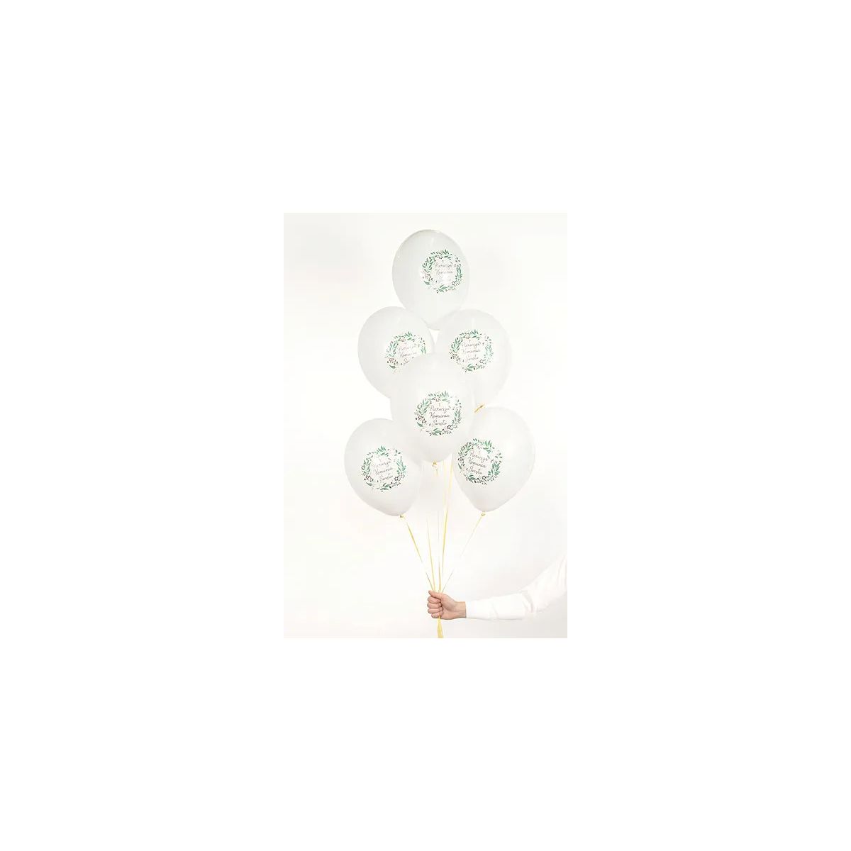 Balon gumowy Pierwsza Komunia Święta (1 op. / 6 szt.) biały 300mm Partydeco (SB14P-332-000-6)