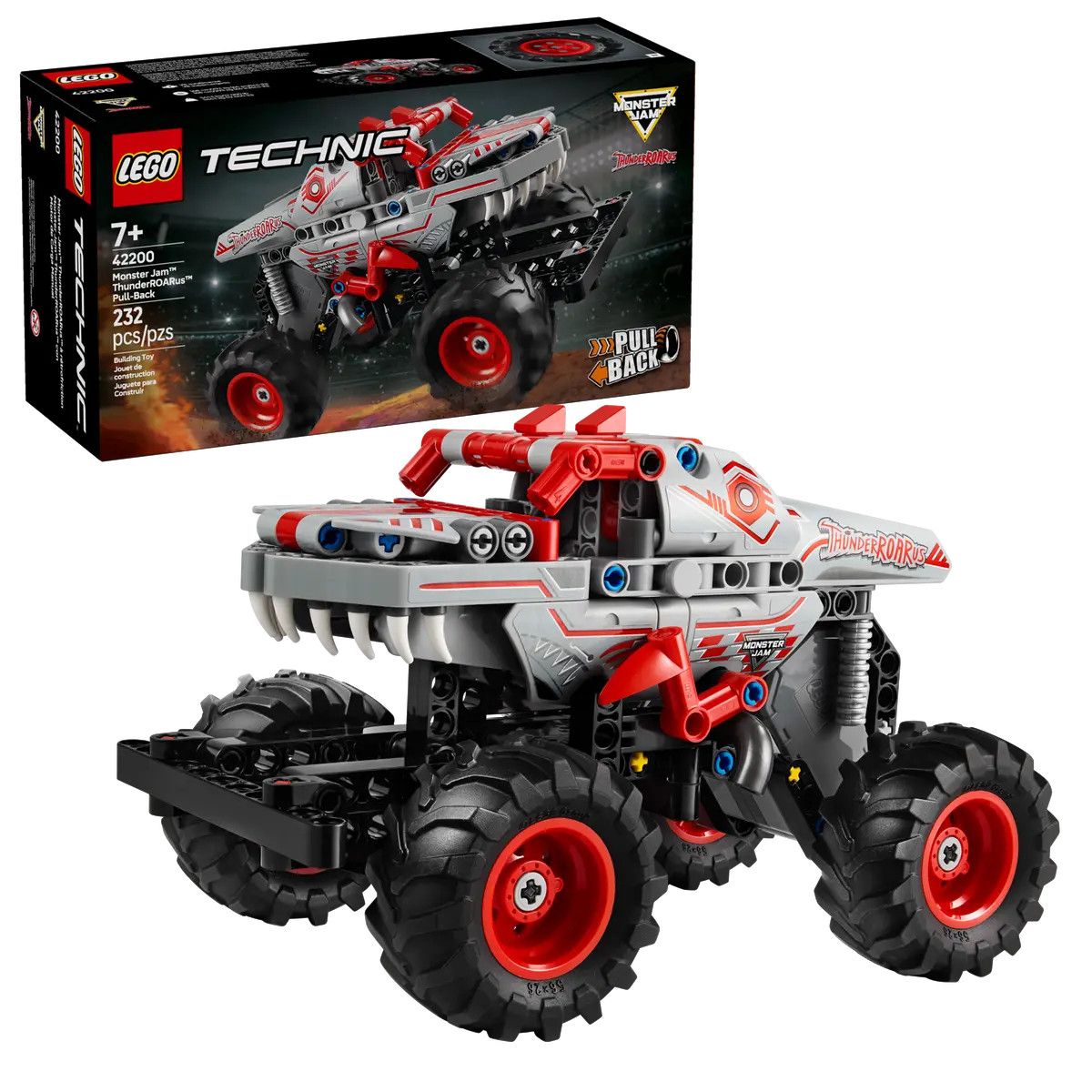 Klocki konstrukcyjne Lego Technic Monster Jam™ ThunderROARus™ z napędem typu pull-back (42200)