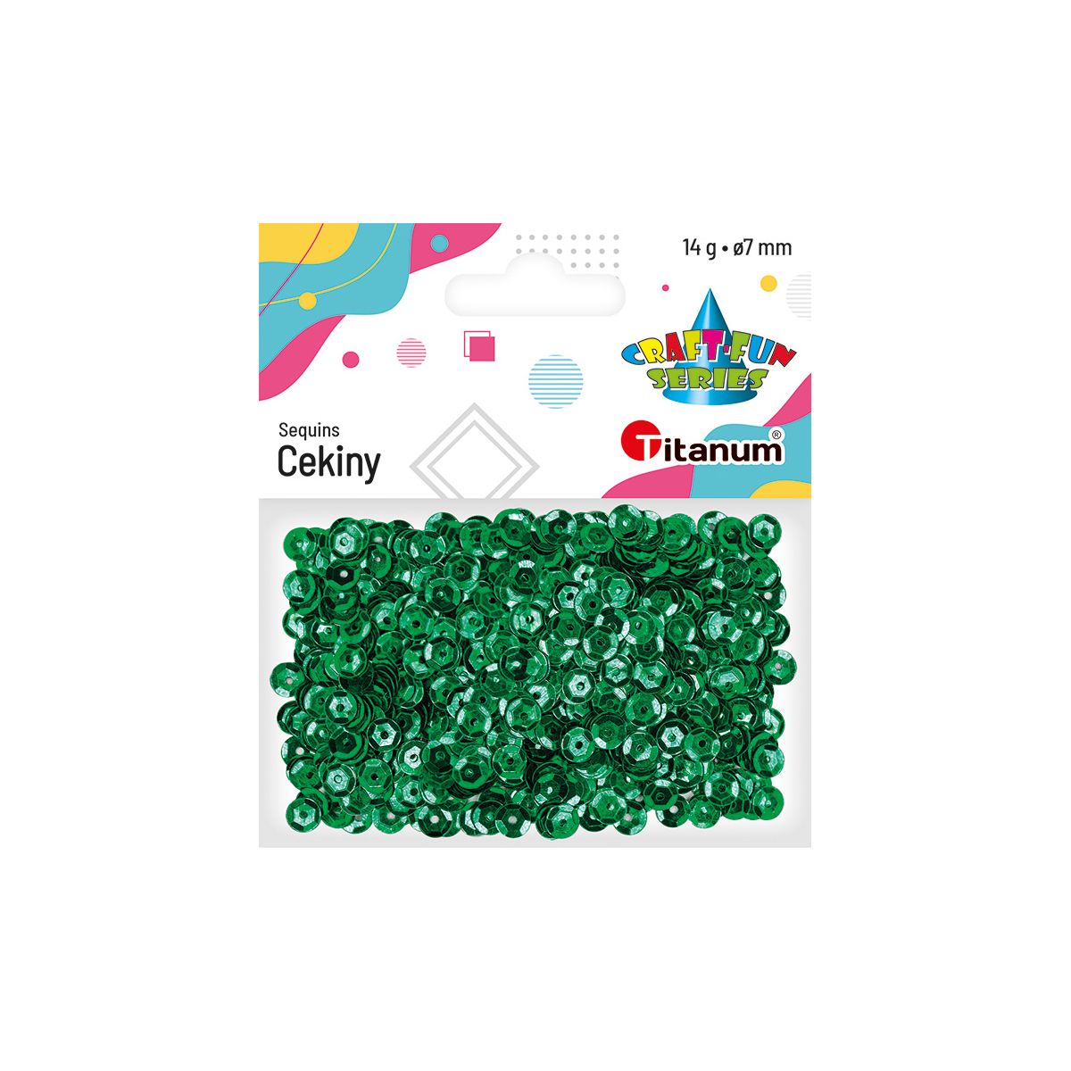 Cekiny Craft-Fun Series okrągłe 7mm zielone 14g Titanum (260078)