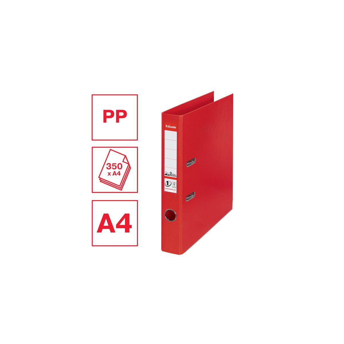 Segregator dźwigniowy Esselte No.1 Power A4 50mm czerwony (811430)