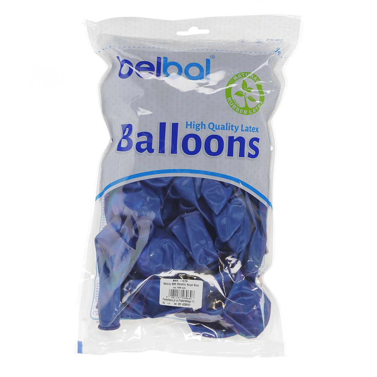 Balon gumowy Partydeco metalizowany niebieski 12cal