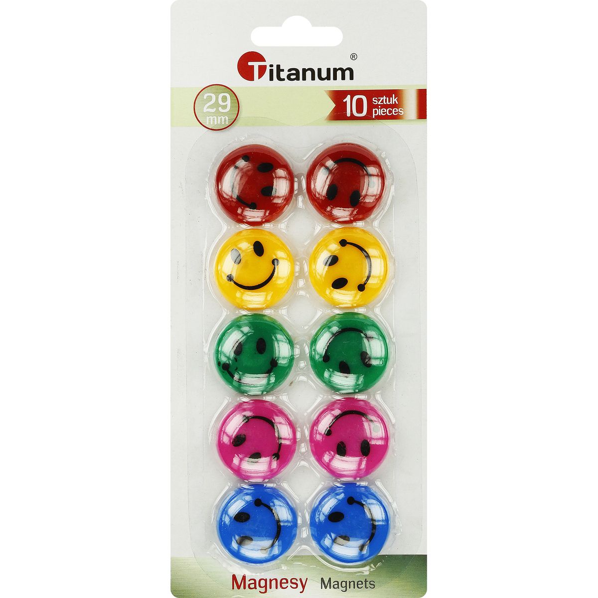 Magnes Titanum smiley okrągły mix śr. 29mm (T-025051) 10 sztuk