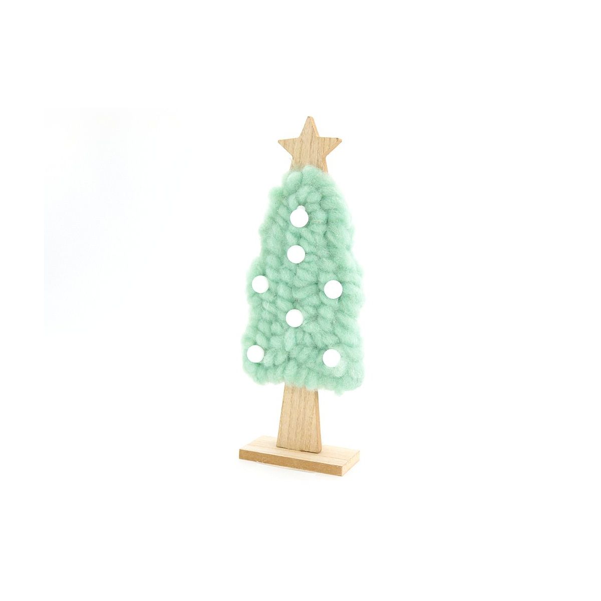 Ozdoba świąteczna choinka 29cm drewniana z materiałem One Dollar (364424)
