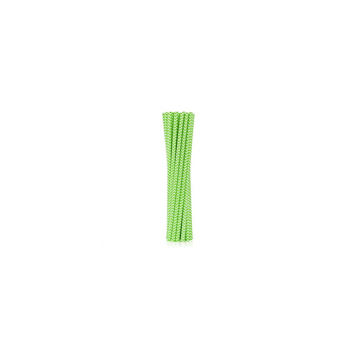 Słomka Godan pap. limonkowe szlaczki, 6x197mm 12 szt (RP-LS12)