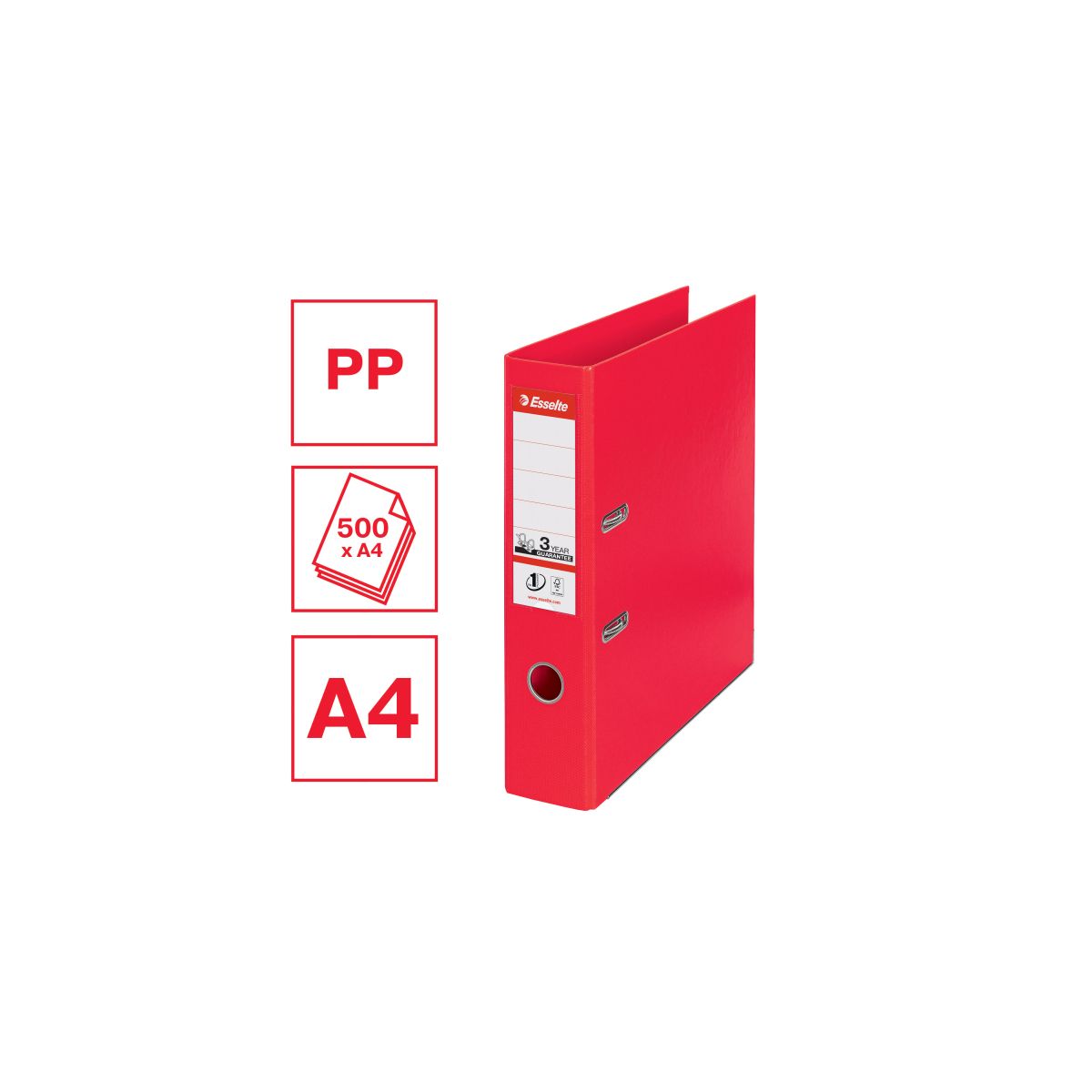 Segregator dźwigniowy Esselte No.1 Power Vivida A4 75mm czerwony (624068)