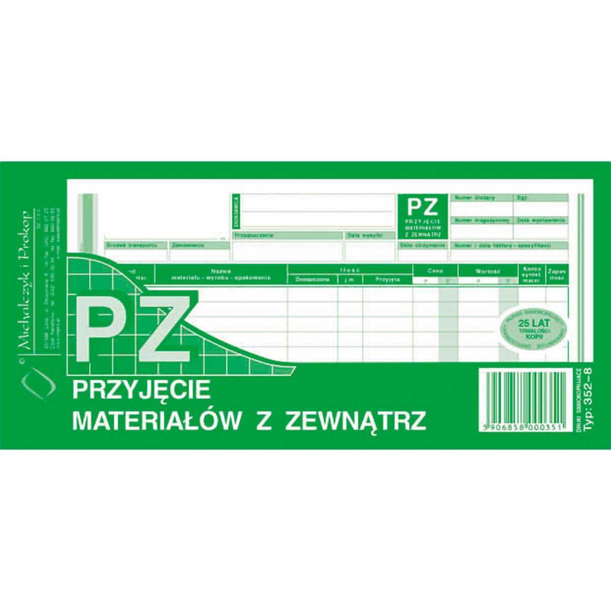 Druk offsetowy Michalczyk i Prokop Przyjęcie materiału z zewnątrz 1/3 A4 (wielokopia) 1/3 A4 80k. (352-8)