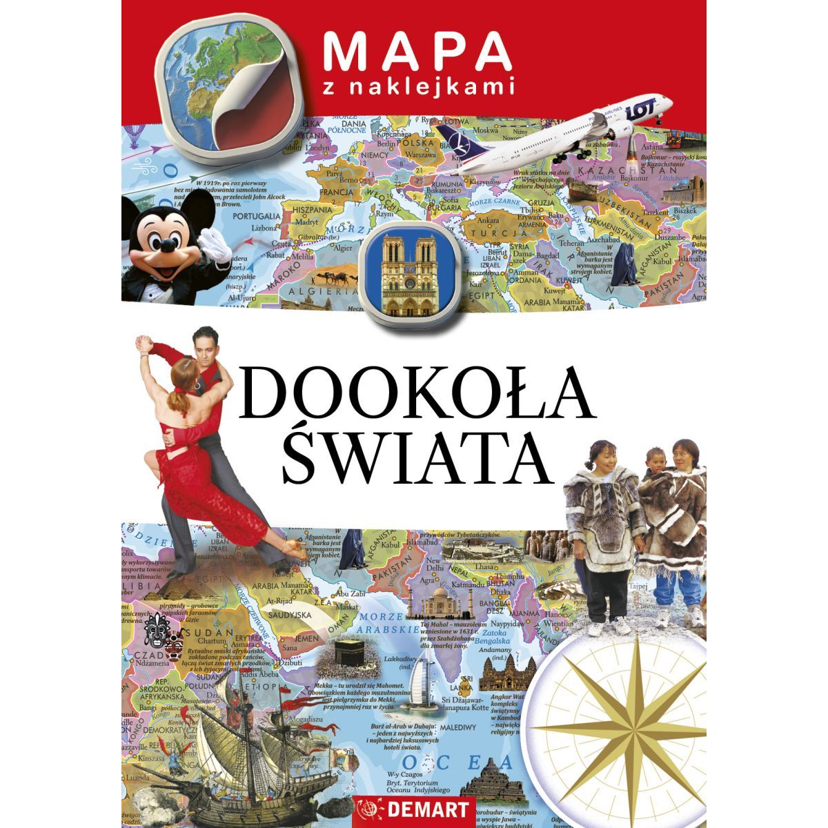 Książeczka edukacyjna Mapy z naklejkami. Dookoła świata Demart