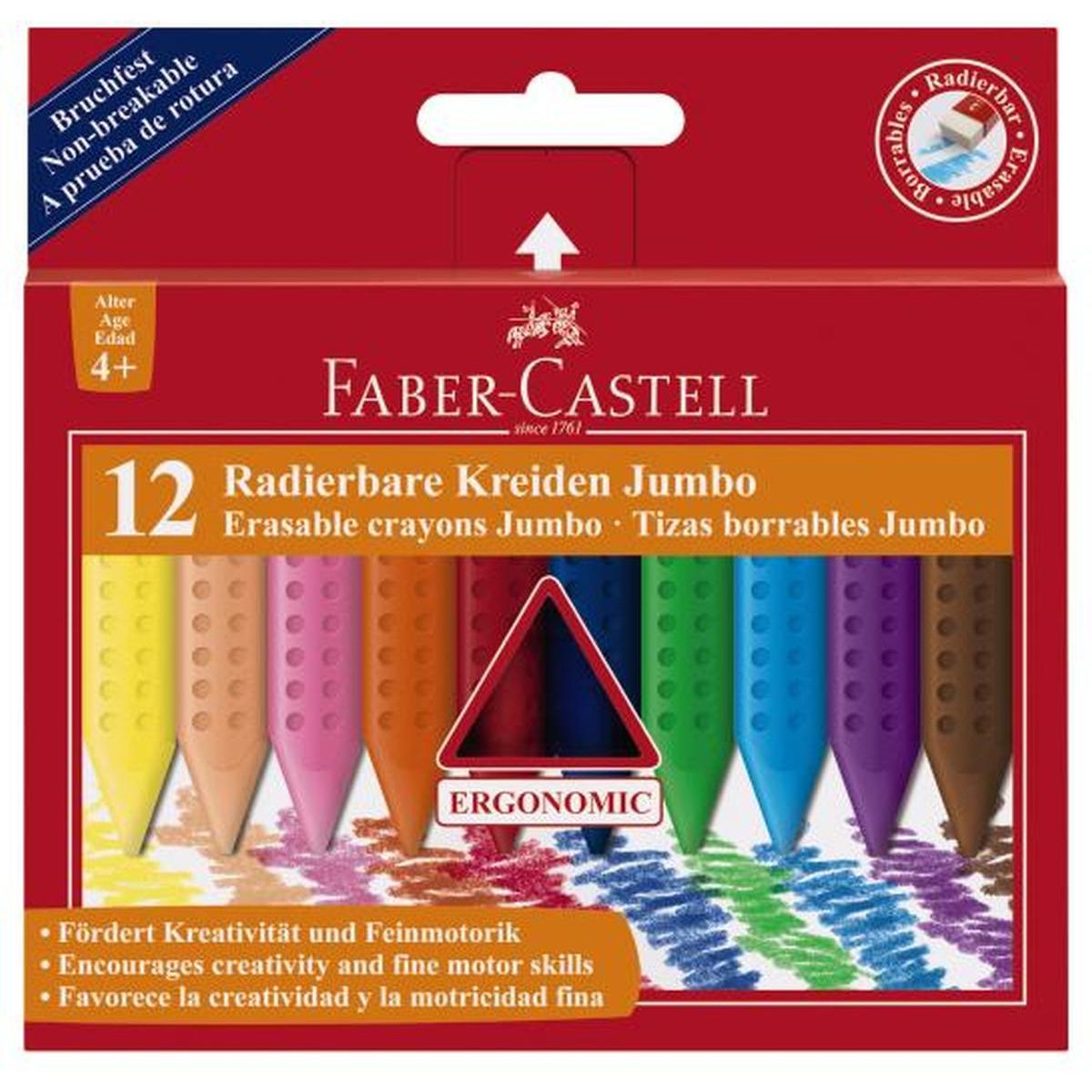 Kredki ołówkowe Faber Castell Jumbo wymazywalna 6 kol. (122540)