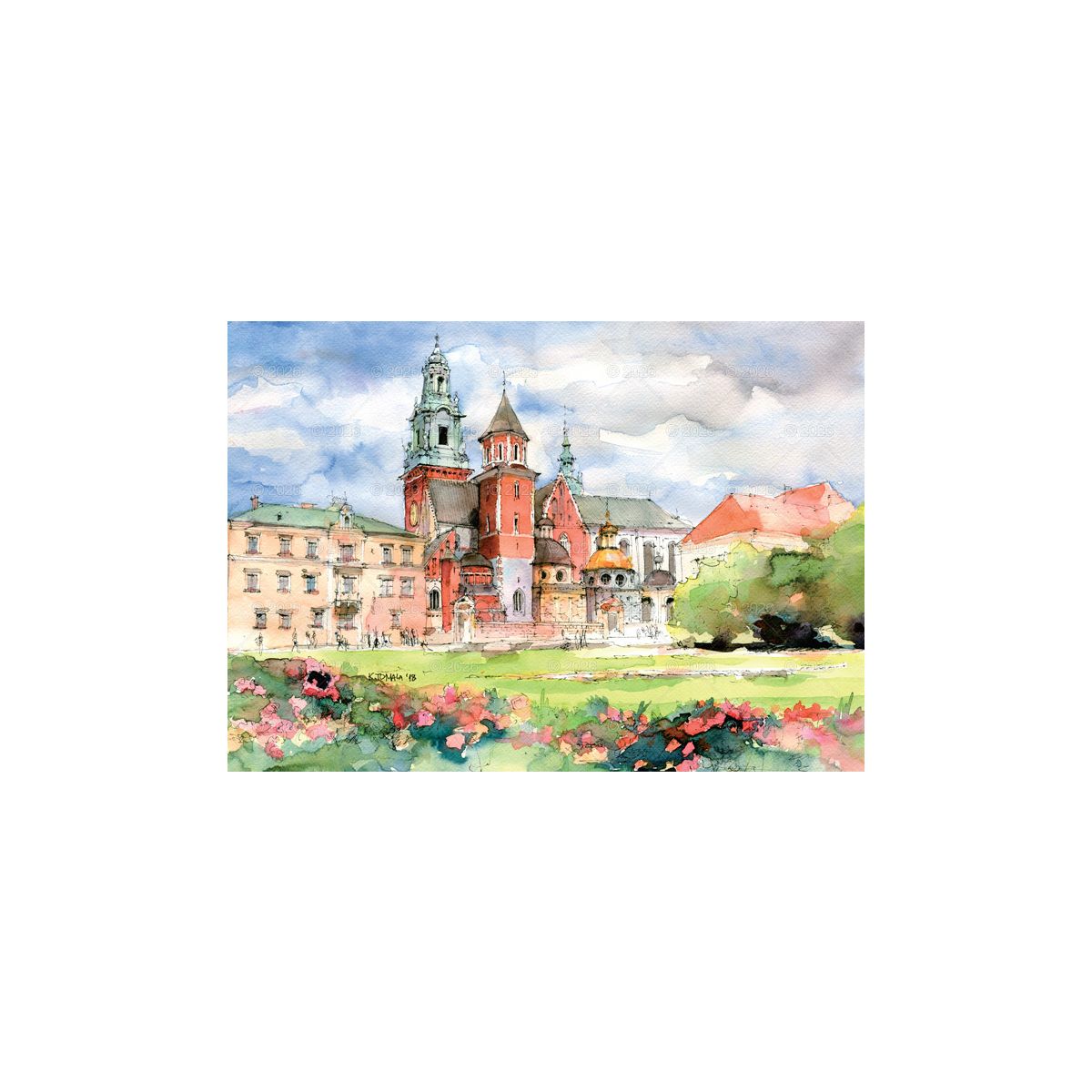 Kalendarz ścienny miasta w awkareli rodzinny 2026 280mm x 400mm Lucrum (WL05)