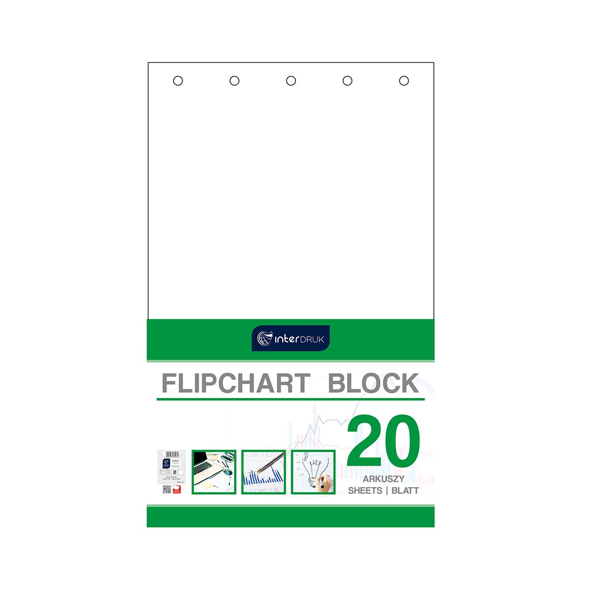 Blok do tablic flipchart Interdruk A1 20k. 80g czysty [mm:] 1000x640 (FLI20)