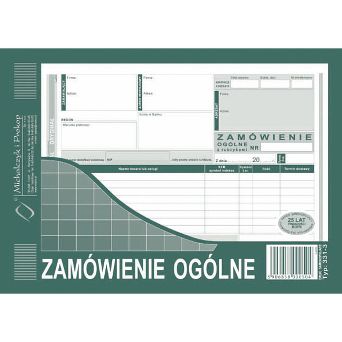 Druk samokopiujący Michalczyk i Prokop S o/1k A5 80k. (331-3)