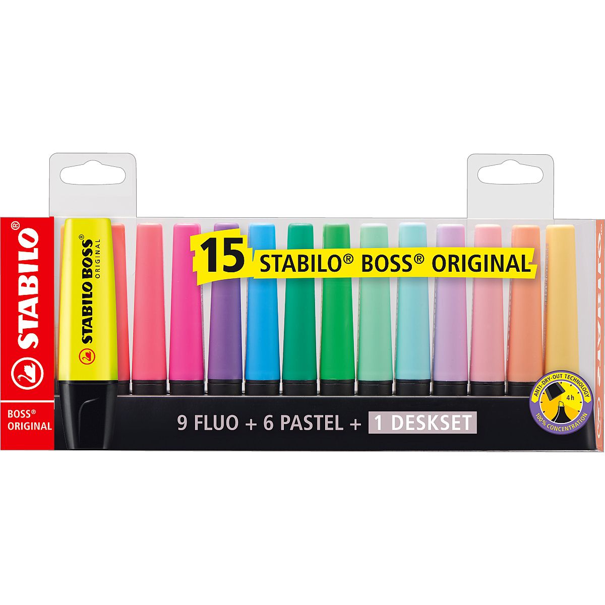 Zakreślacz Stabilo BOSS komplet 15 kolorów mix 2,0-5,0mm (7015-01-5)
