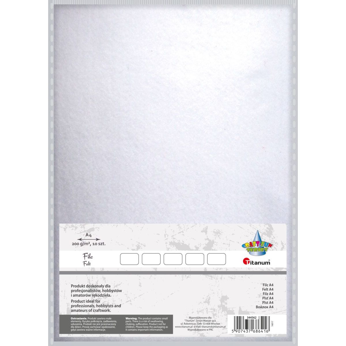 Filc Craft-Fun Series A4 kolor: biały 10 ark. [mm:] 210x297 Titanum (344562)
