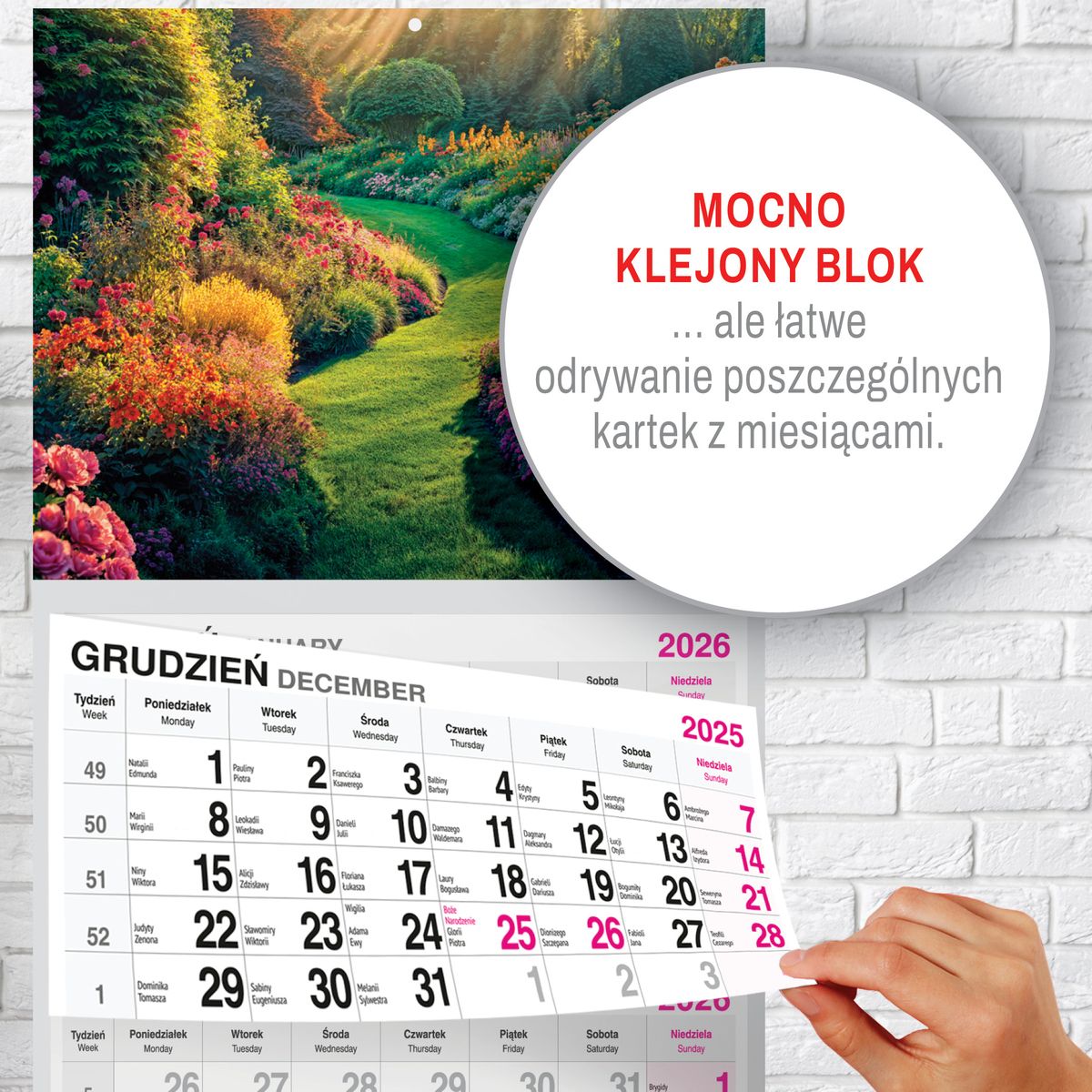 Kalendarz ścienny (401000) k:2915-377 PREMIUM trójdzielny A4 Press (OGRÓD)