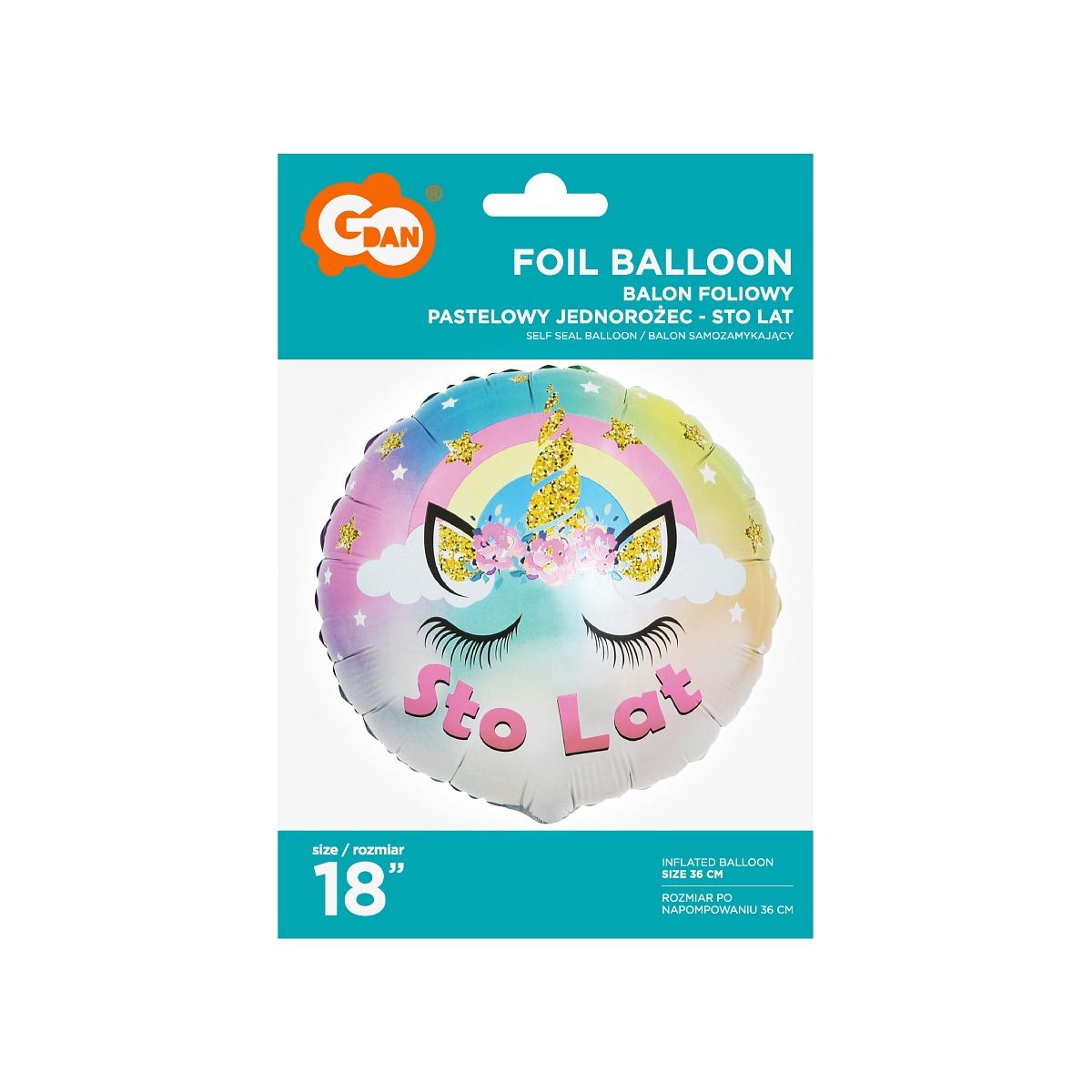 Balon foliowy Godan jednorożec Sto Lat 18cal (FG-OPJS)