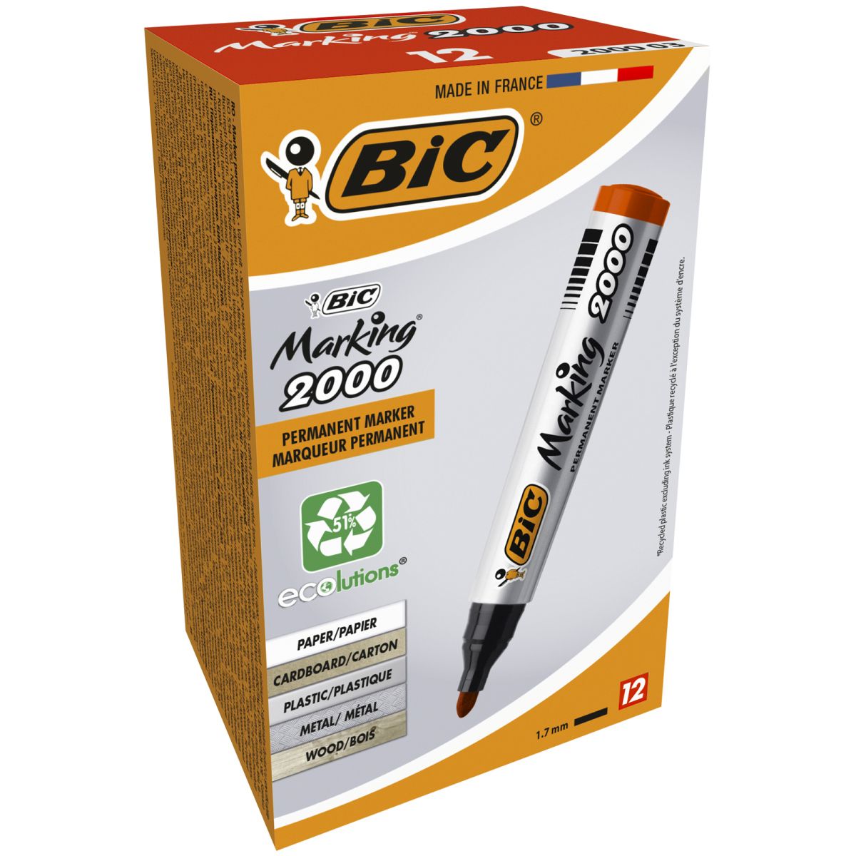 Marker permanentny Bic Marking 2000, czerwony 1,5mm okrągła końcówka (8209133)