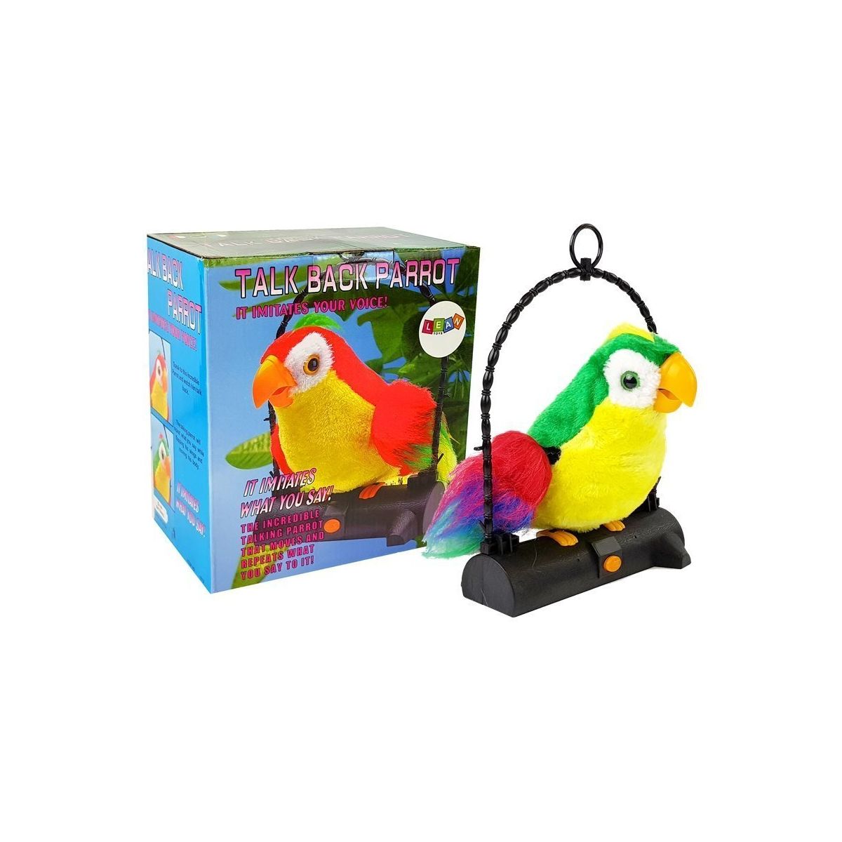 Pluszak interaktywny Papuga Pleciuga Ptaszek Powtarza Słowa Zielona Lean (7320)