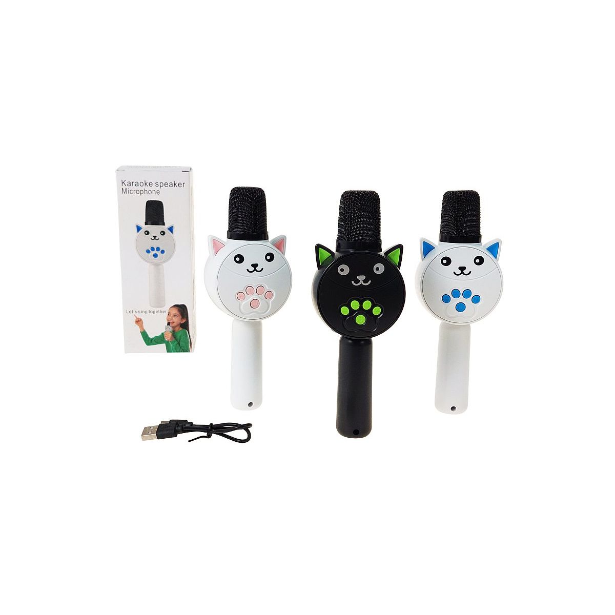 Mikrofon zabawkowy kotek, 20x8x5cm,z głośnikiem Bluetooth, kabel USB Adar (617544)