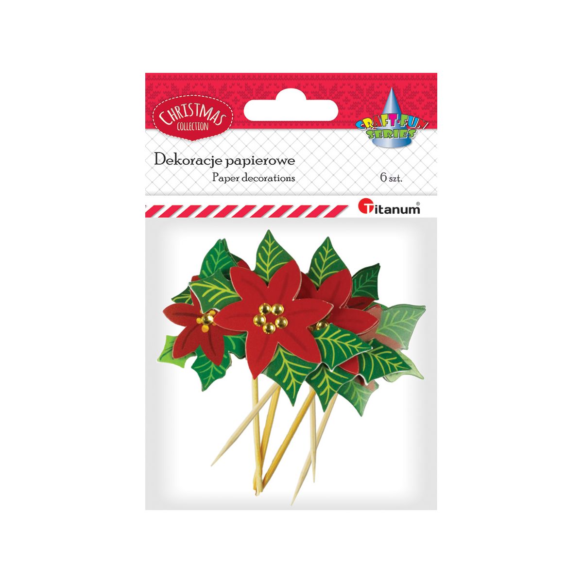 Ozdoba na piku Titanum Craft-Fun Series papierowa poinsecje xmass (4832)