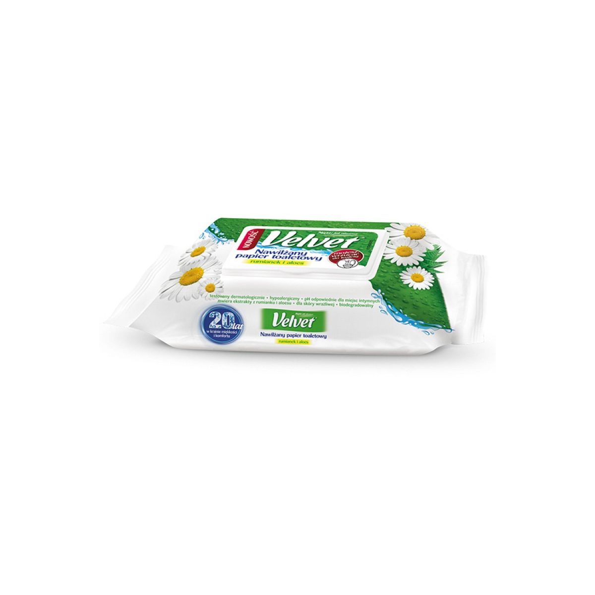 Papier toaletowy Velvet nawilżany Camomile&Aloe Vera kolor: biały 48 szt